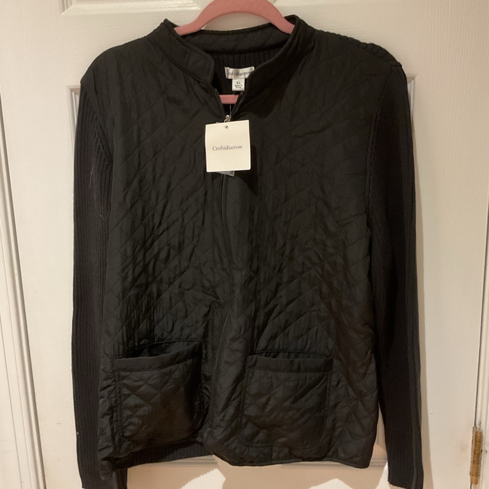 Croft & Barrow Women's Black Quilted Utility Jacket XL